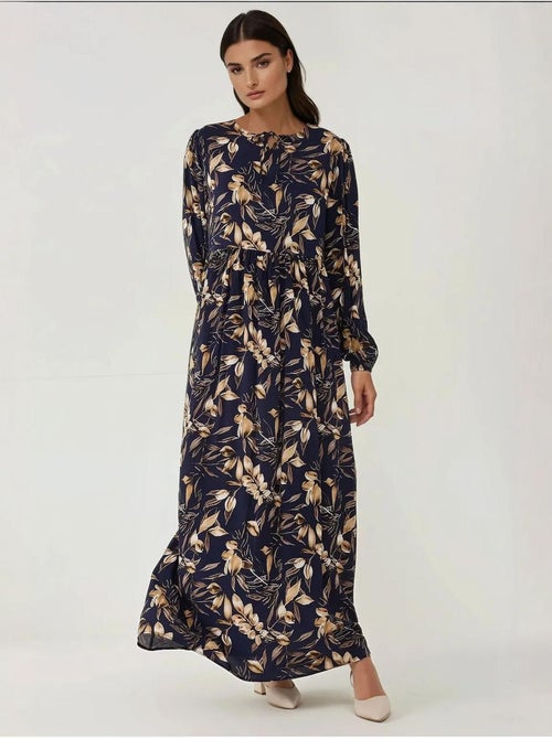 Vestido largo de viscosa con manga larga y estampado floral hiccup - Kiabi Vestido largo de viscosa con manga larga y estampado floral hiccup - Kiabi