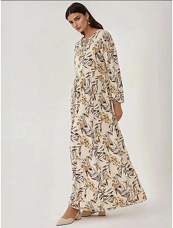 Vestido largo de viscosa con manga larga y estampado floral hiccup