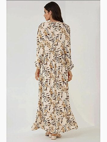 Vestido largo de viscosa con manga larga y estampado floral hiccup