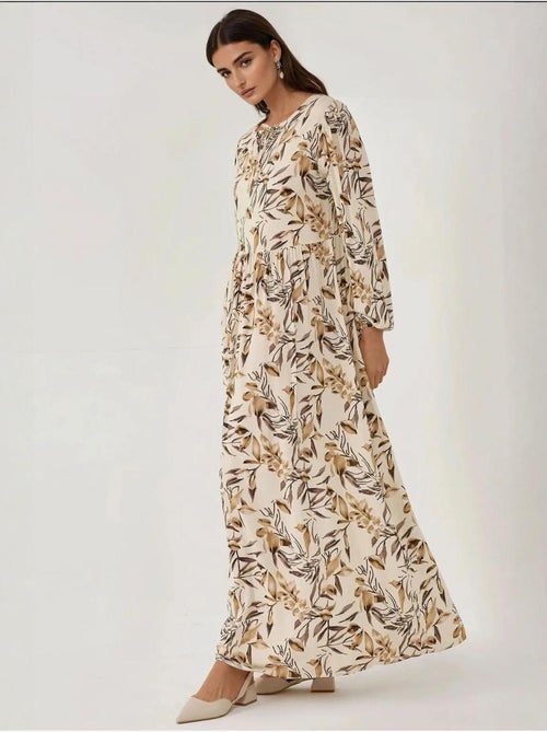 Vestido largo de viscosa con manga larga y estampado floral hiccup - Kiabi Vestido largo de viscosa con manga larga y estampado floral hiccup - Kiabi