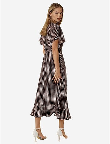 Vestido largo de viscosa estampado con cuello en v hiccup