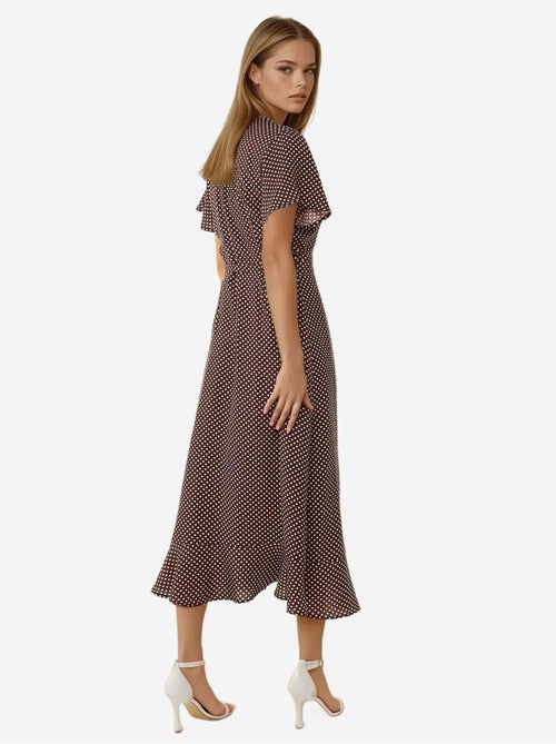 Vestido largo de viscosa estampado con cuello en v hiccup - Kiabi Vestido largo de viscosa estampado con cuello en v hiccup - Kiabi