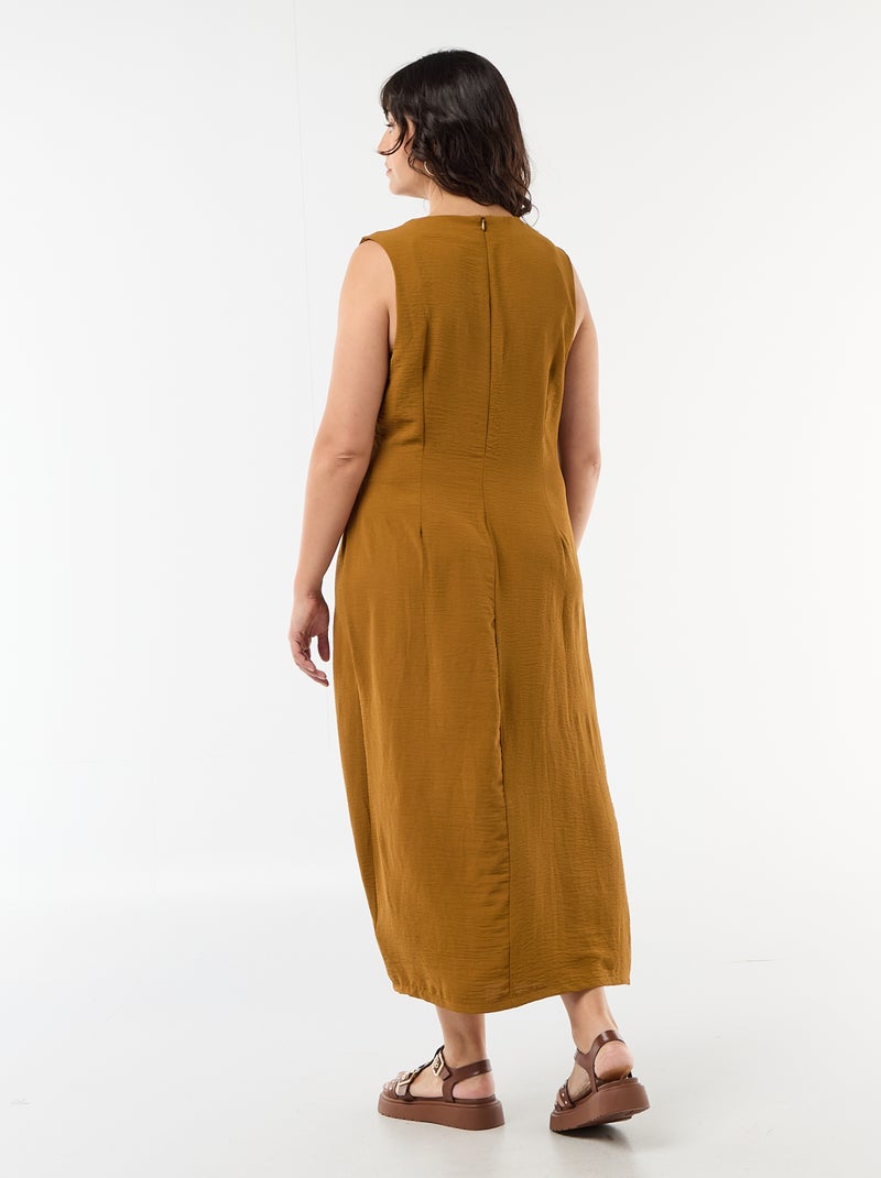 Vestido largo drapeado con bisutería Marron - Kiabi