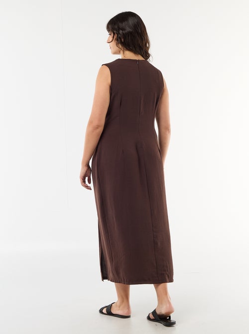 Vestido largo drapeado con bisutería - Kiabi