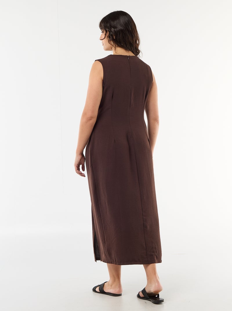 Vestido largo drapeado con bisutería Marron - Kiabi
