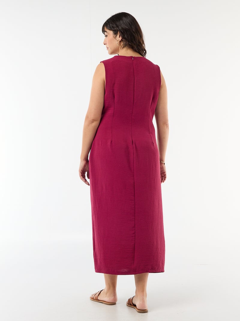 Vestido largo drapeado con bisutería Rojo - Kiabi