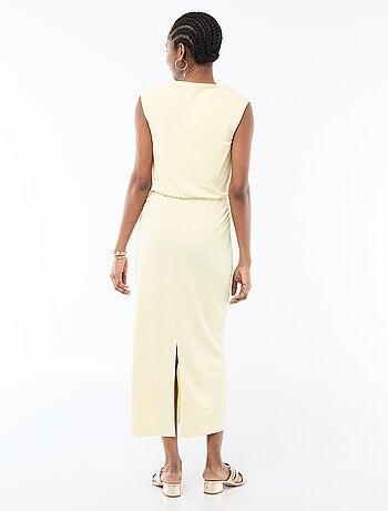 Vestido largo drapeado con cuello cowl