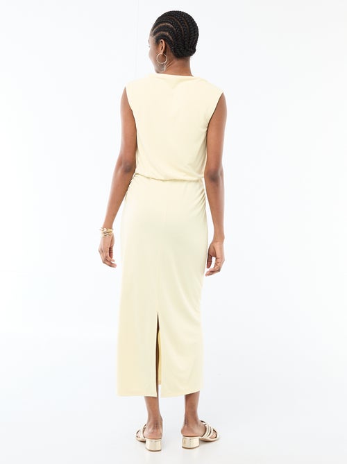 Vestido largo drapeado con cuello cowl - Kiabi