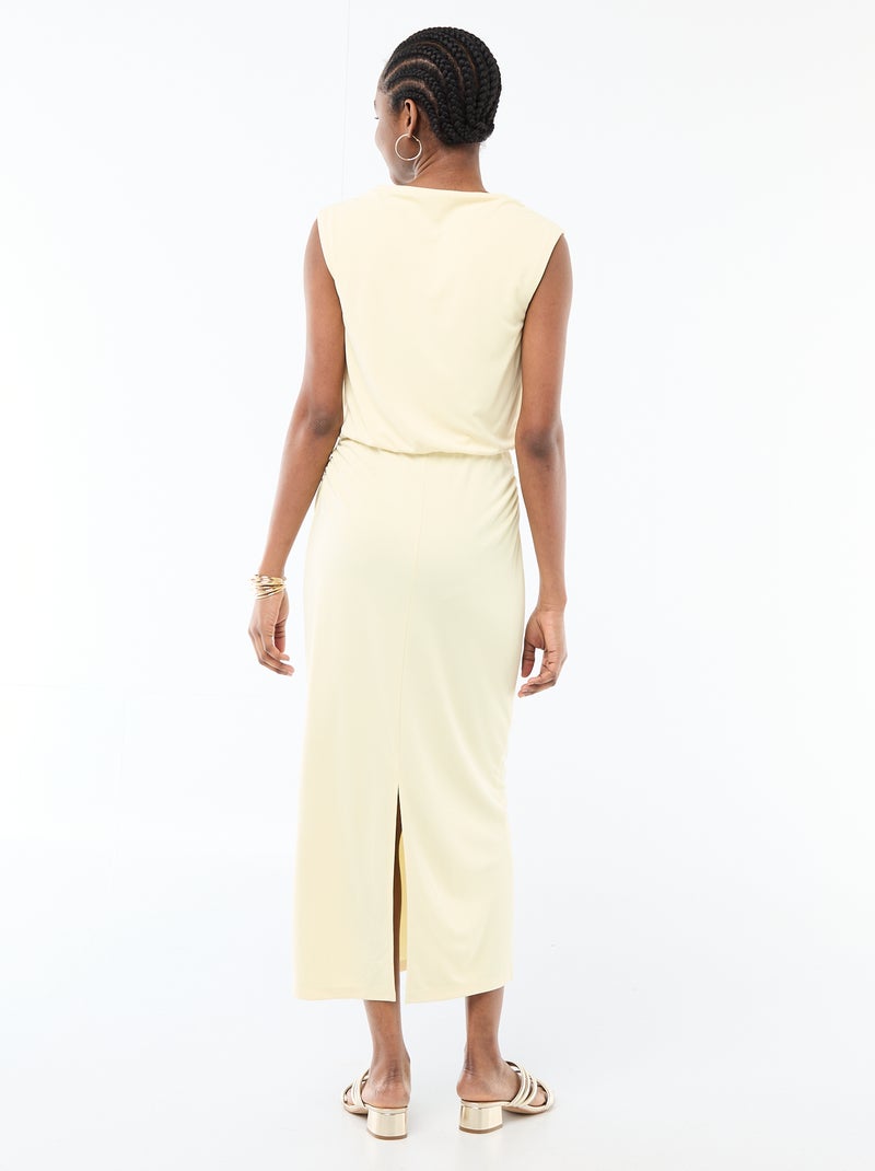 Vestido largo drapeado con cuello cowl Amarillo - Kiabi