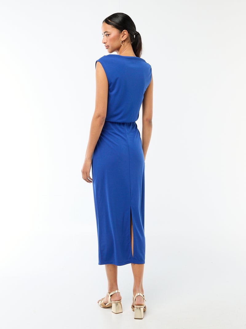 Vestido largo drapeado con cuello cowl Azul - Kiabi