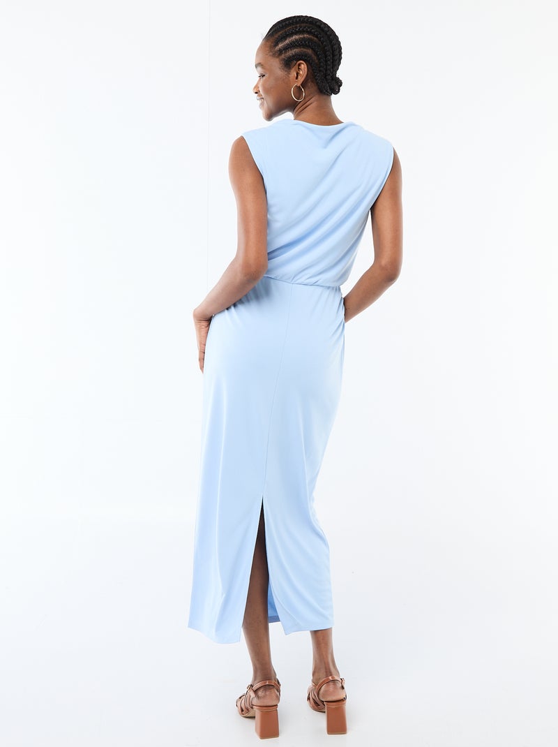 Vestido largo drapeado con cuello cowl Azul - Kiabi
