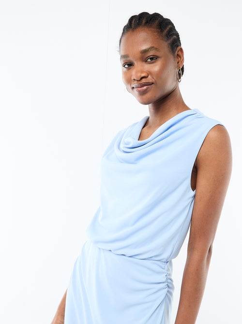 Vestido largo drapeado con cuello cowl - Kiabi