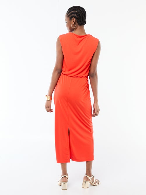 Vestido largo drapeado con cuello cowl - Kiabi
