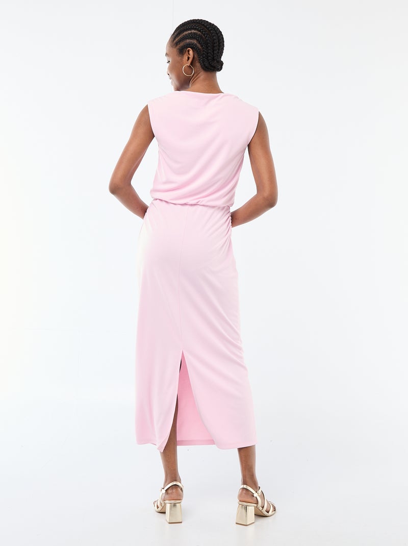 Vestido largo drapeado con cuello cowl Rosa - Kiabi