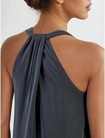 Vestido largo drapeado con cuello en v de busem