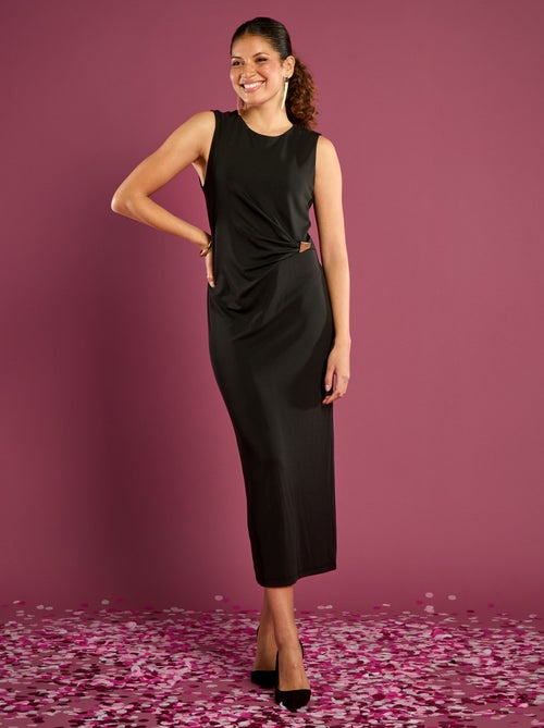 Vestido largo drapeado con pedrería - Kiabi