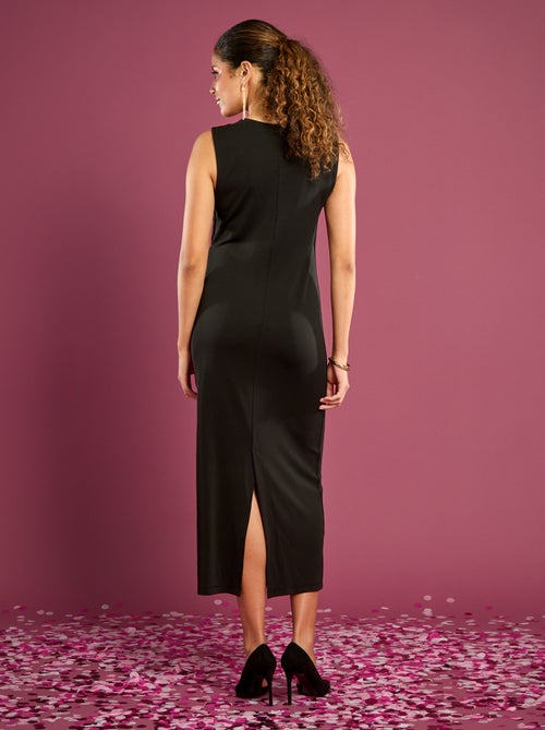 Vestido largo drapeado con pedrería - Kiabi