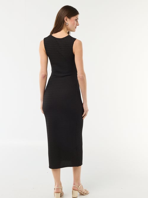 Vestido largo drapeado y gofrado - Kiabi
