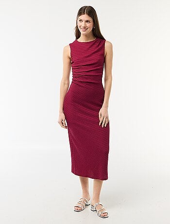 Vestido largo drapeado y gofrado