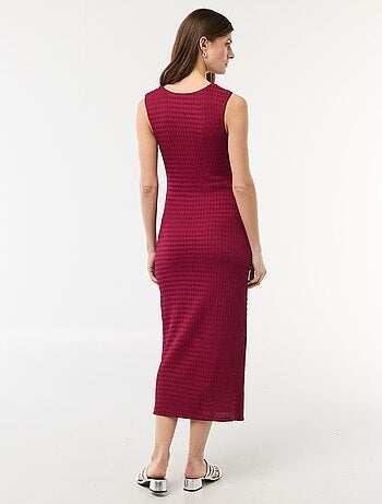 Vestido largo drapeado y gofrado