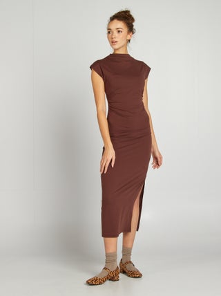 Vestido largo efecto drapeado