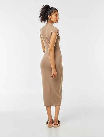 Vestido largo efecto piel de melocotón