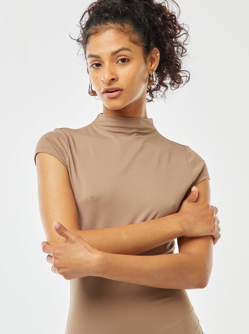 Vestido largo efecto piel de melocotón - Kiabi