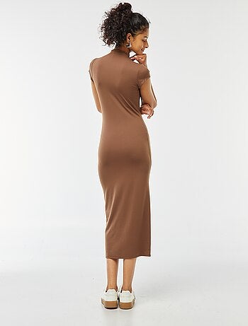 Vestido largo efecto piel de melocotón