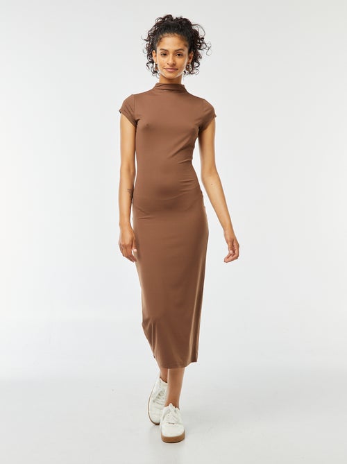 Vestido largo efecto piel de melocotón - Kiabi