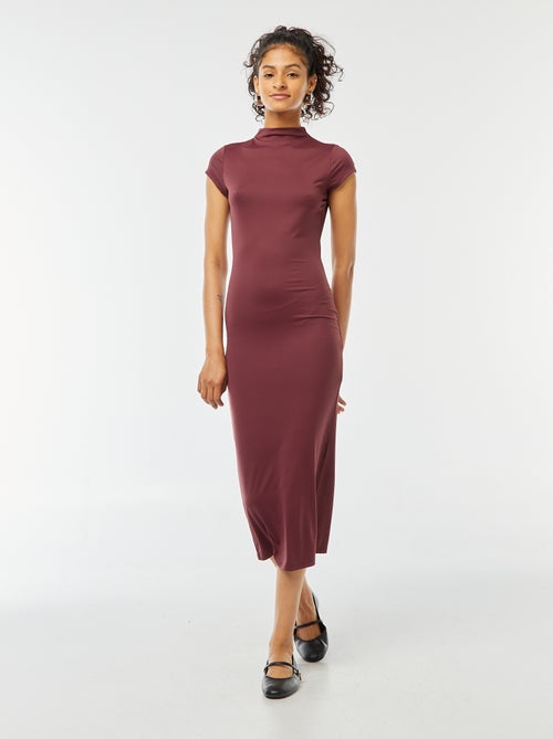 Vestido largo efecto piel de melocotón - Kiabi