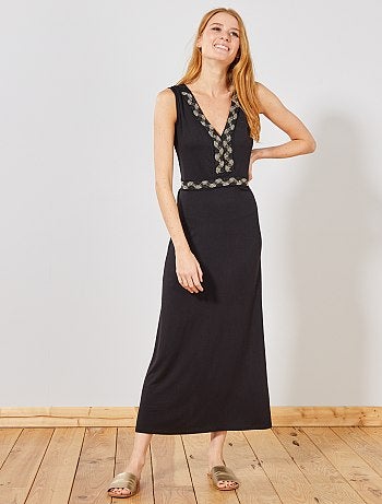 Vestido largo elástico con pedrería - Kiabi