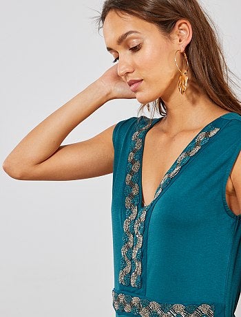 Vestido largo elástico con pedrería - Kiabi