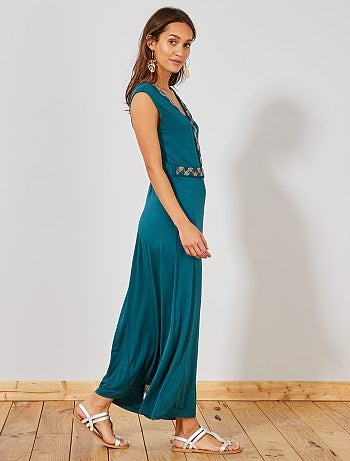 Vestido largo elástico con pedrería - Kiabi