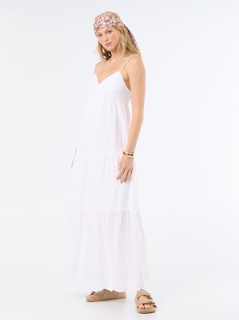 Vestido largo escalonado Blanco - Kiabi