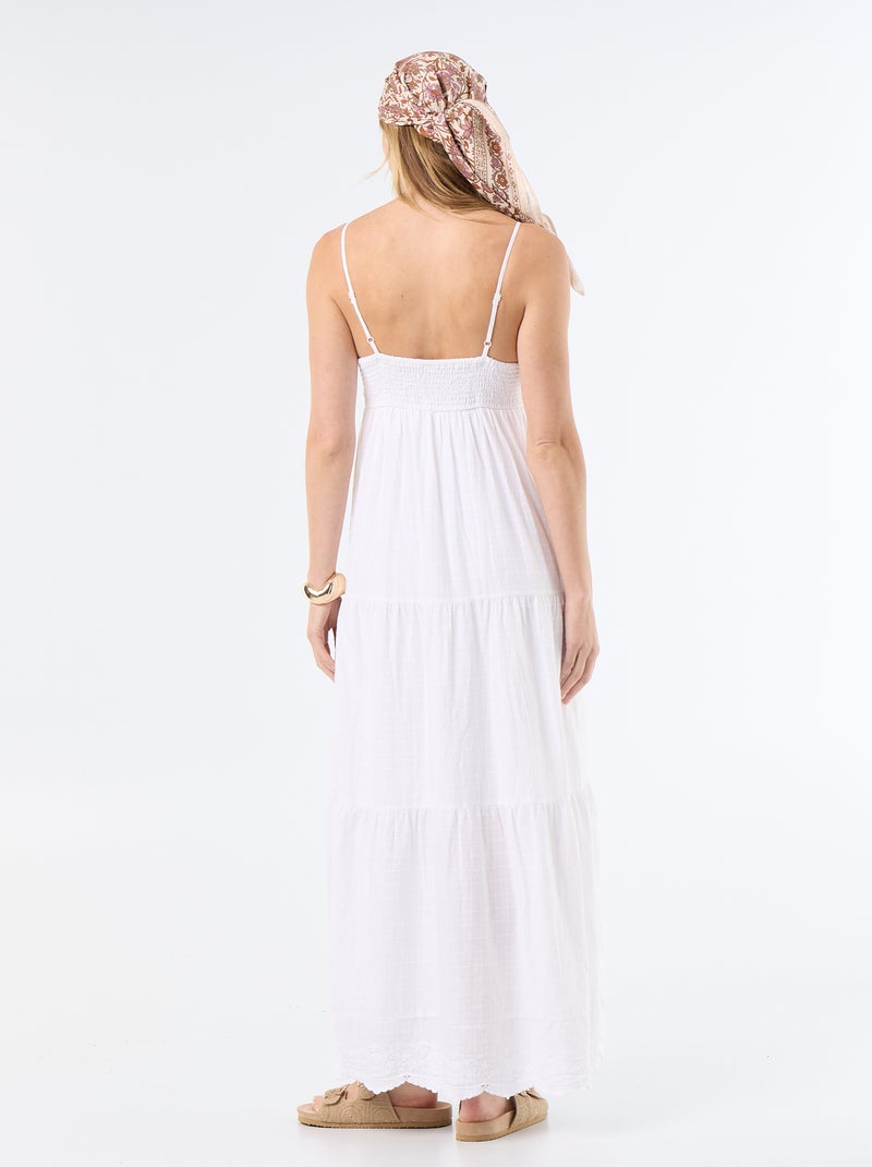 Vestido largo escalonado Blanco - Kiabi