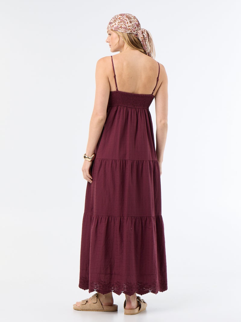 Vestido largo escalonado Rojo - Kiabi