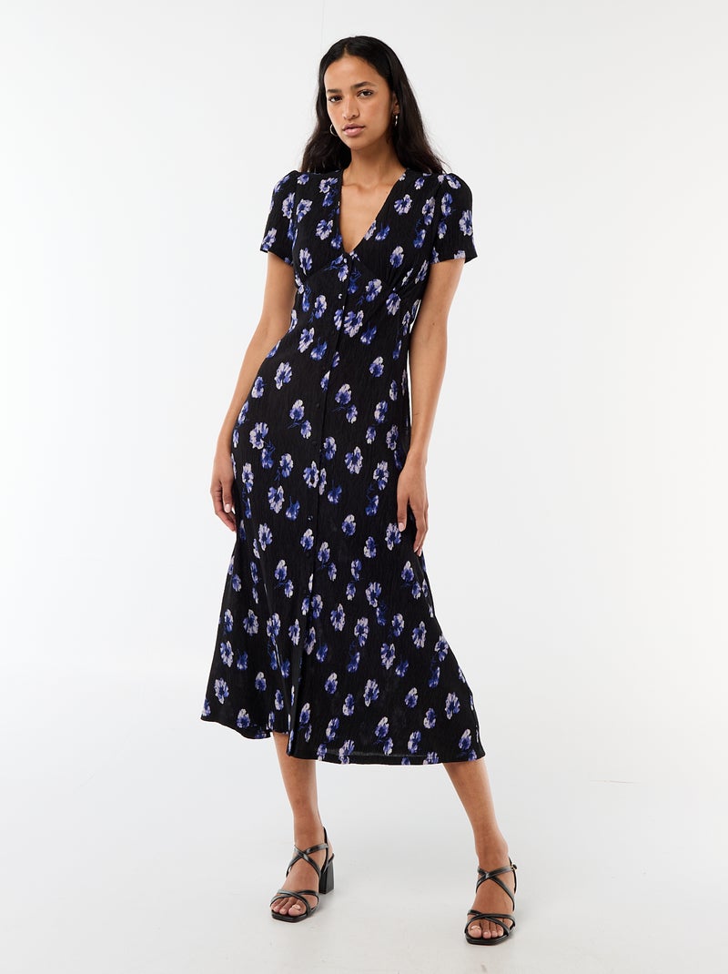 Vestido largo estampado all-over fino Azul - Kiabi