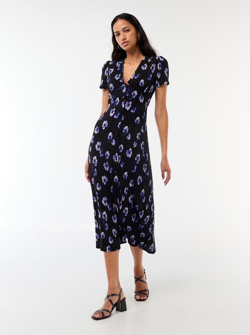 Vestido largo estampado all-over fino Azul - Kiabi