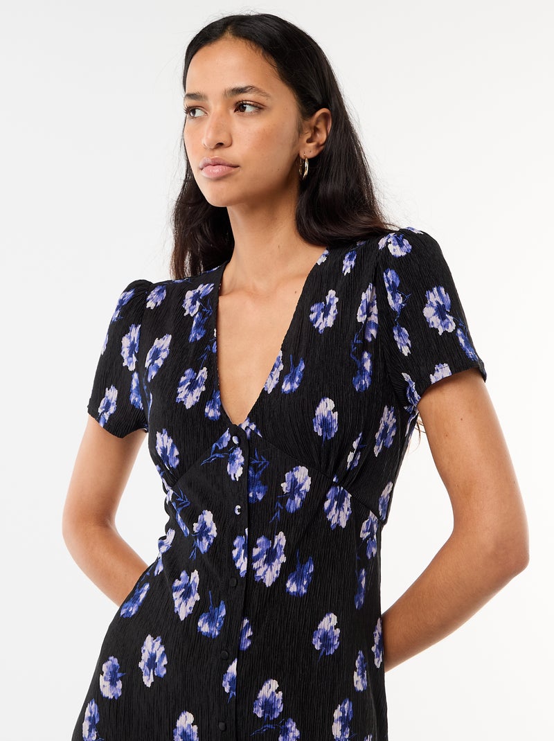 Vestido largo estampado all-over fino Azul - Kiabi