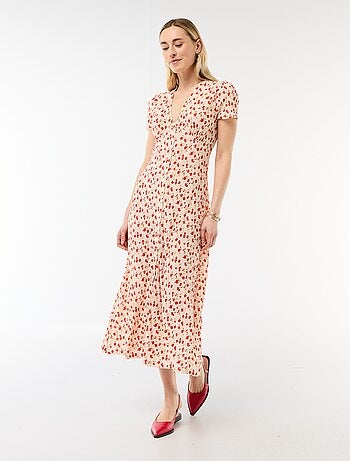 Vestido largo estampado all-over fino