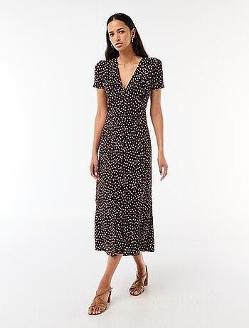 Vestido largo estampado all-over fino