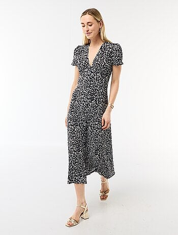 Vestido largo estampado all-over fino