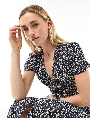 Vestido largo estampado all-over fino