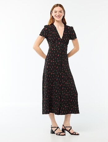 Vestido largo estampado all-over fino