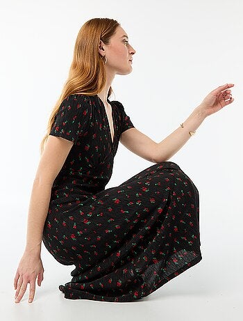 Vestido largo estampado all-over fino