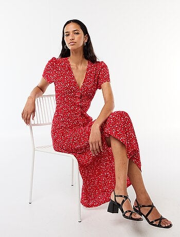 Vestido largo estampado all-over fino