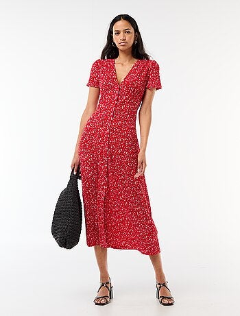 Vestido largo estampado all-over fino