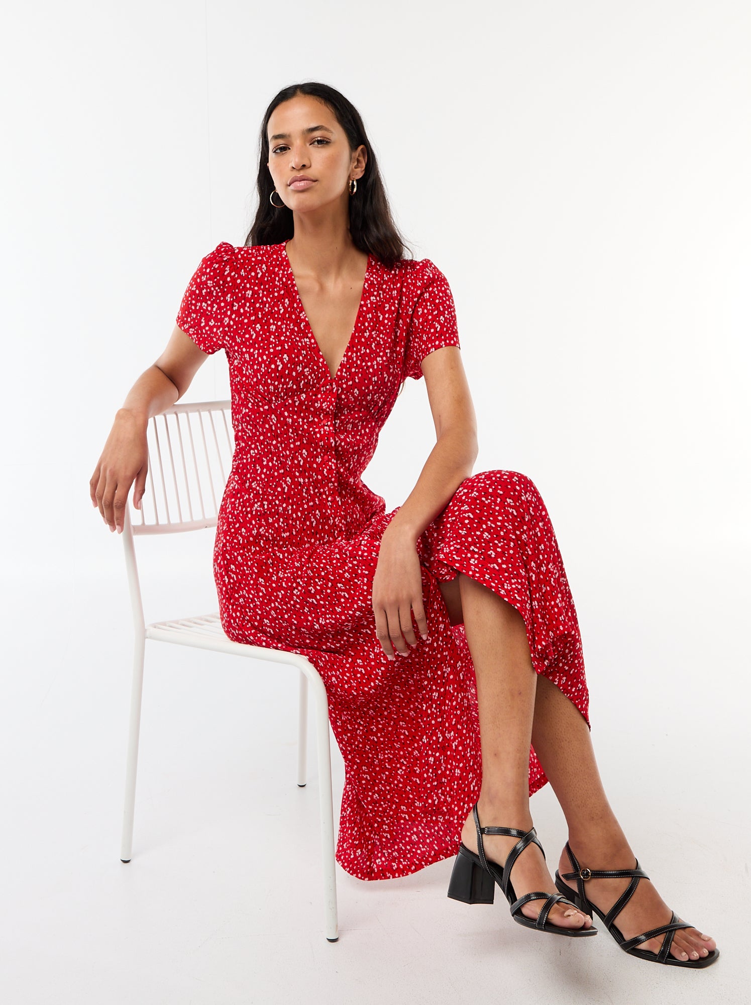 Vestido largo estampado all-over fino