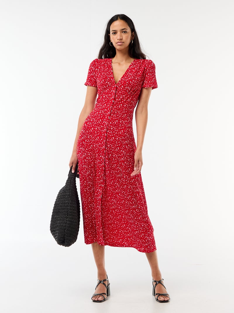 Vestido largo estampado all-over fino Rojo - Kiabi