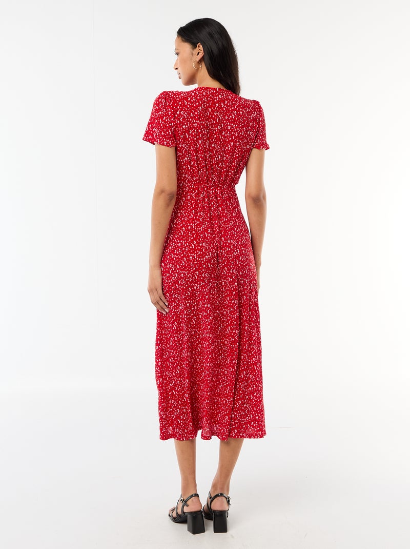 Vestido largo estampado all-over fino Rojo - Kiabi